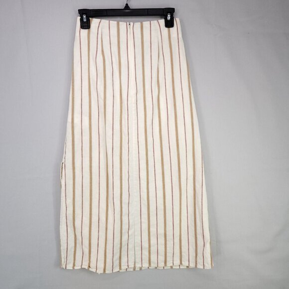 Madewell Linen Blend Slit Midi Skirt Twist-Front Sarong Stripe Women's Size 2 - Picture 3 of 13